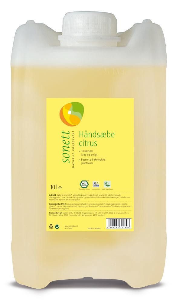 Håndsåpe, sitrus, 10 l, økologisk, Sonett