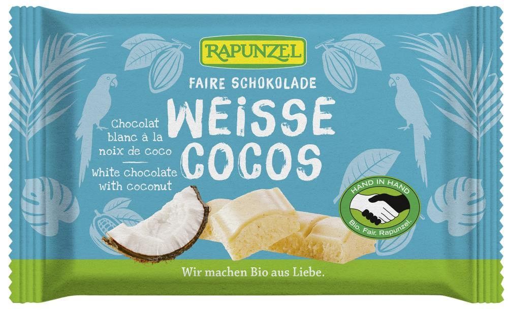 Hvit sjokolade m/kokos, 100 g, økologisk, Rapunzel