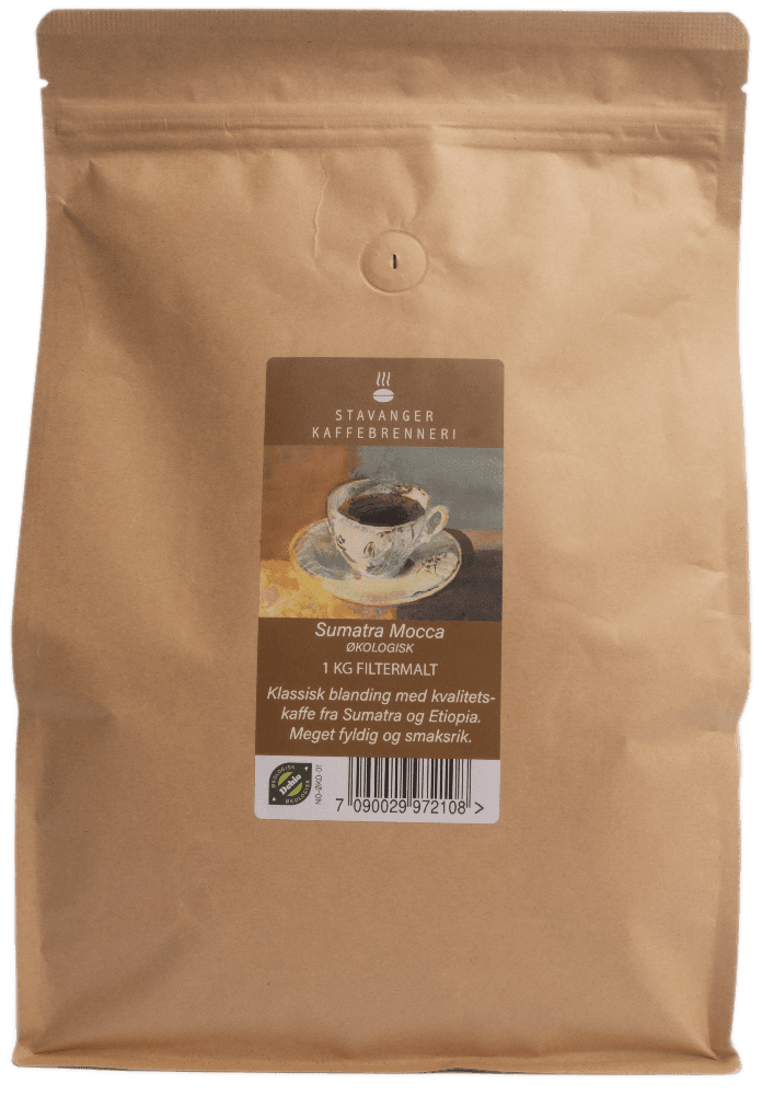Kaffe, Sumatra-Mocca, filtermalt, 1 kg, økologisk