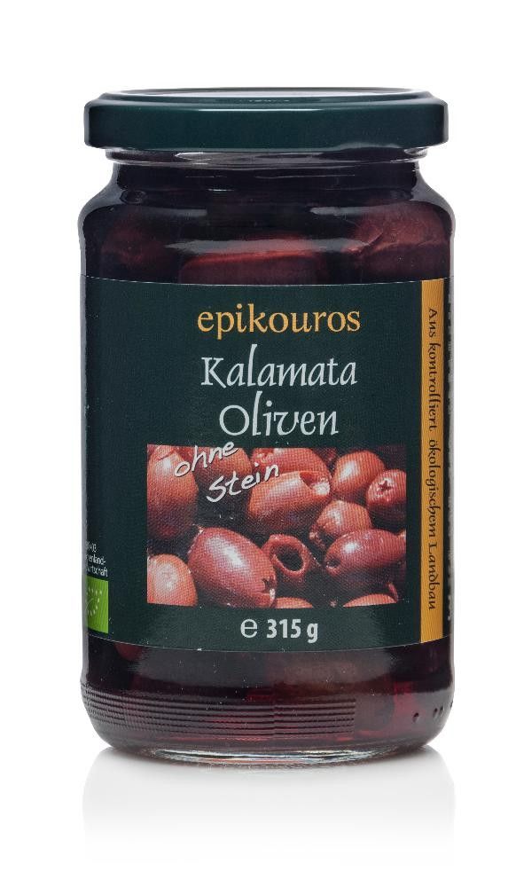 Oliven kalamata u/stein, 170 g, økologisk, Epikouros