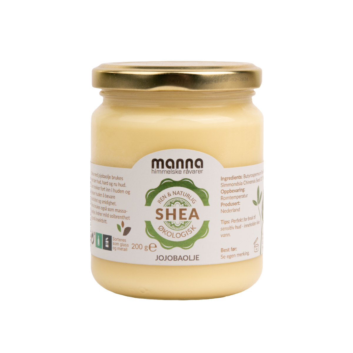Sheasmør m/ jojobaolje, 200 g, økologisk, Manna