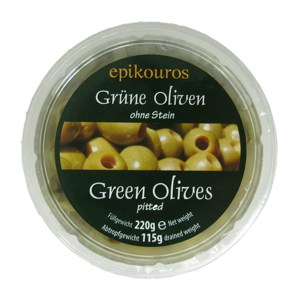 Oliven grønne u/stein, 220 g, økologisk, Epikouros