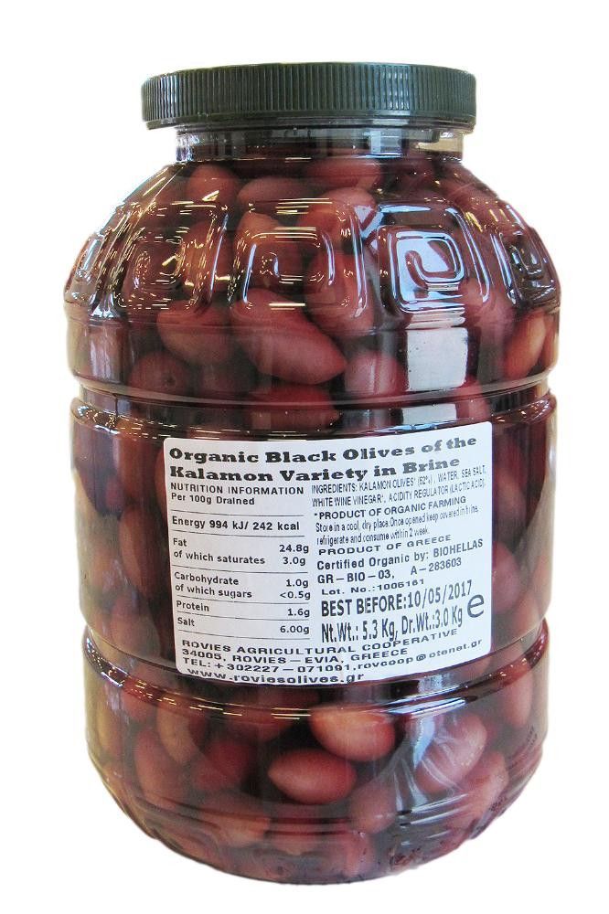 Oliven Kalamata i lake, 3 kg, økologisk, Rovies