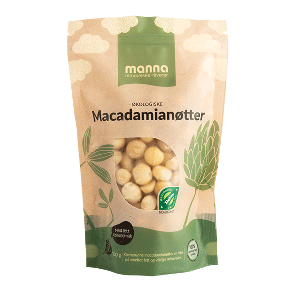 Macadamianøtter, 200 g, økologisk, Manna