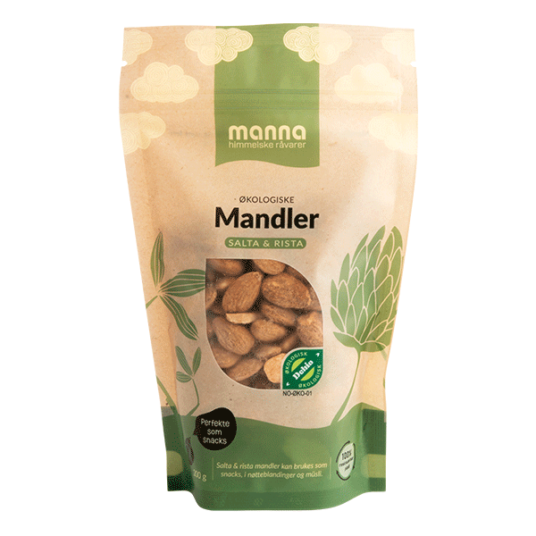 Mandler, salta & rista, 200 g, økologisk, Manna