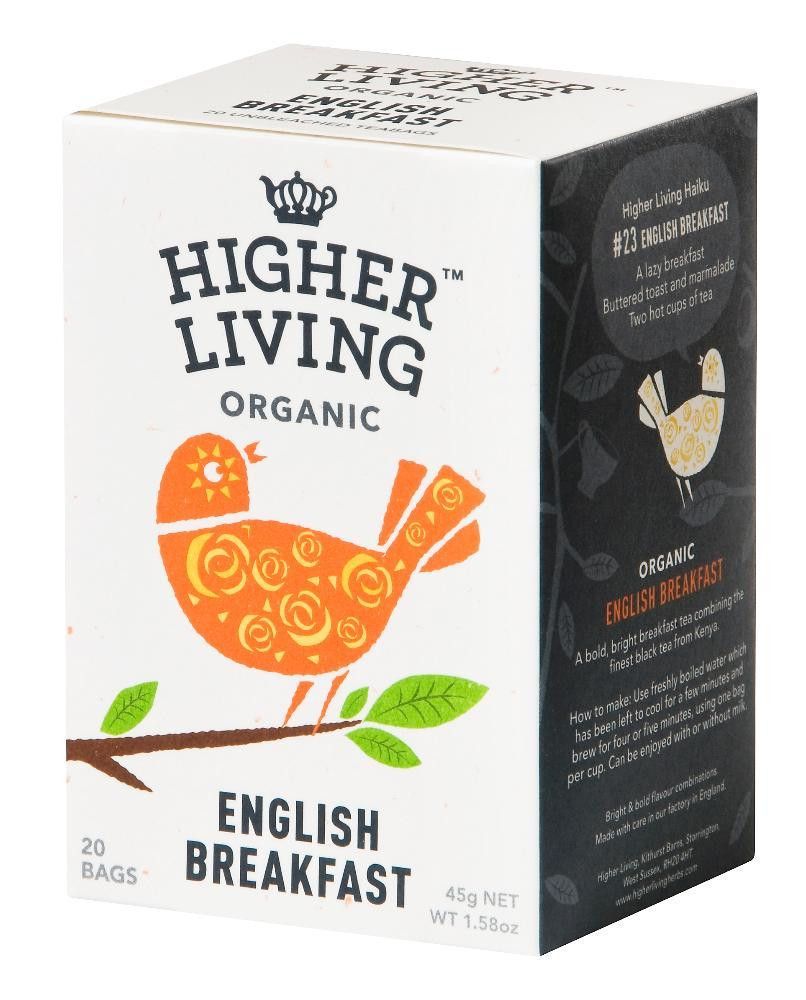 English Breakfast, 20 poser, økologisk, Higher Liv