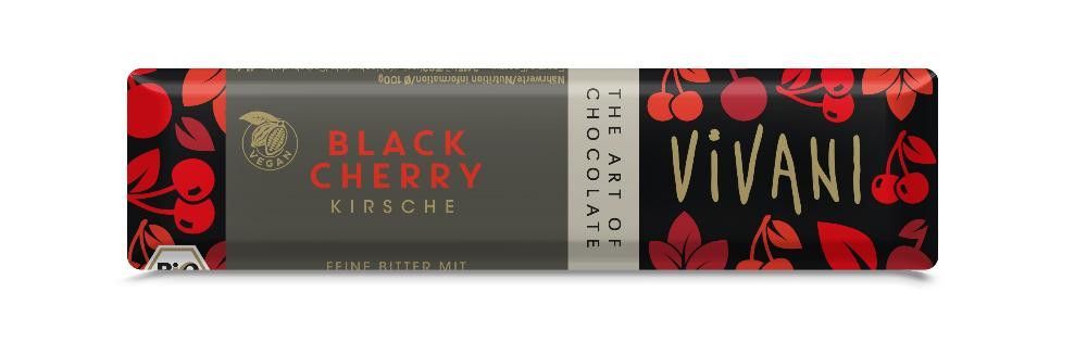 Mørk sjokolade m/kirsebær, 35 g, økologisk, Vivani