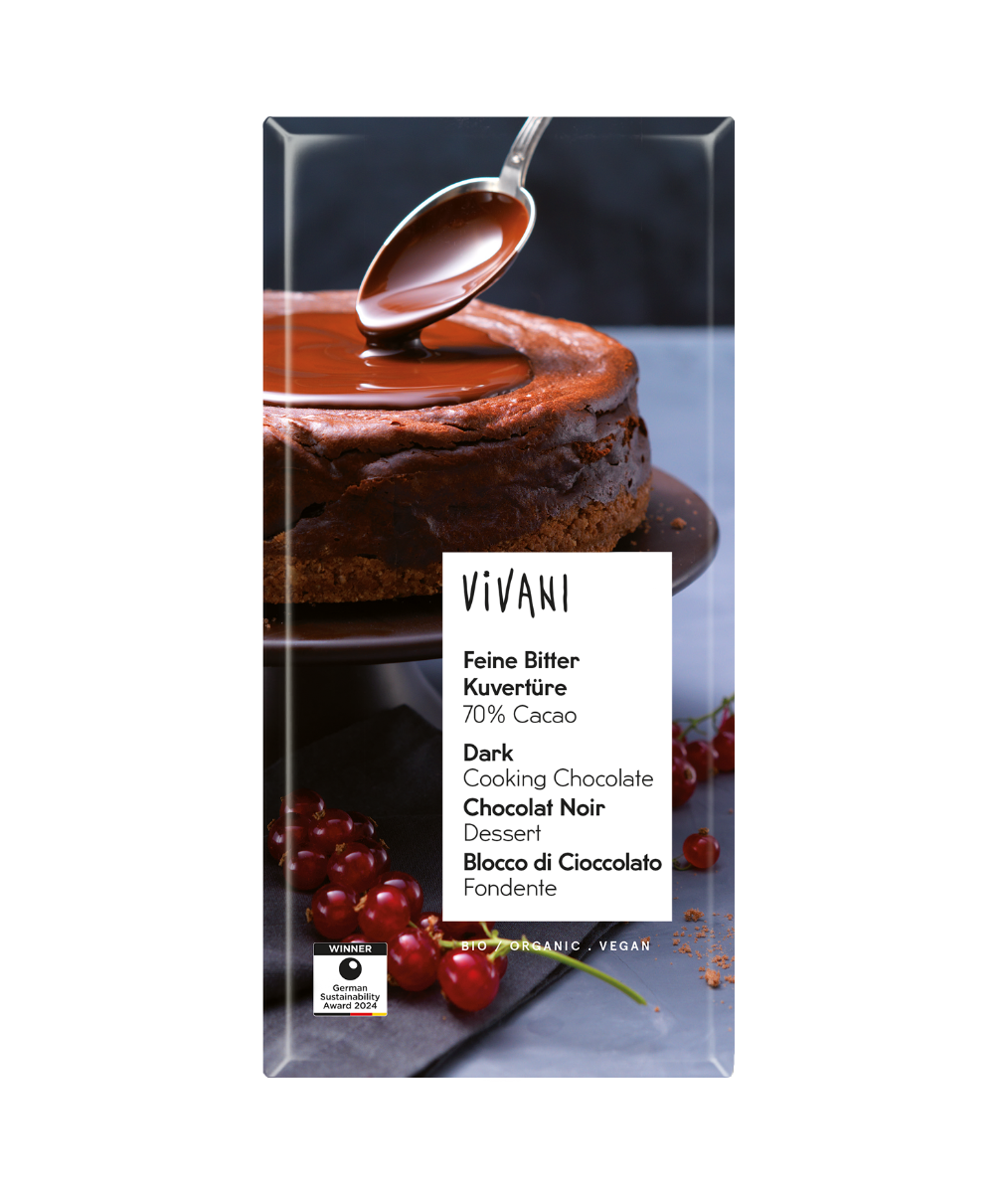 Mørk sjokolade coverture, 150 g, økologisk, Vivani