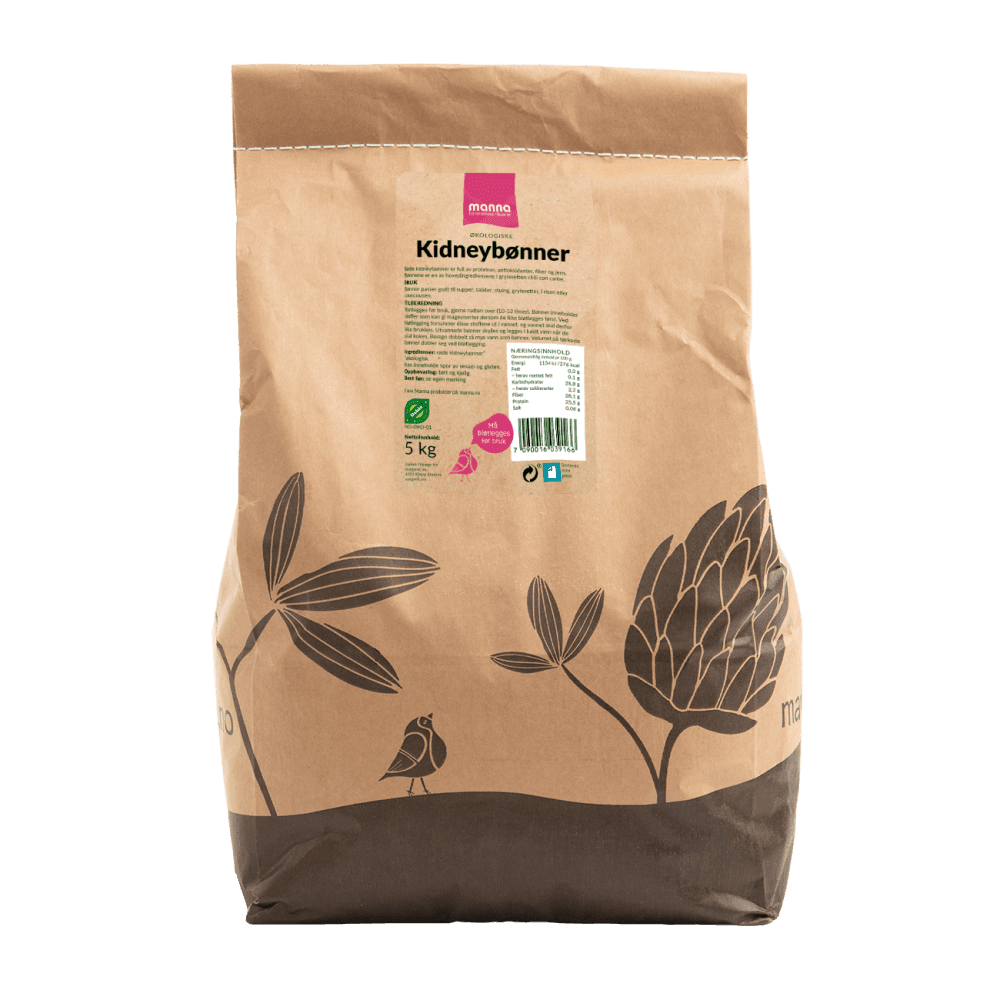 Kidneybønner, røde,5 kg, økologisk, Manna