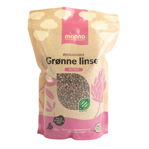 Grønne linser du Puy, 700 g, økologisk, Manna
