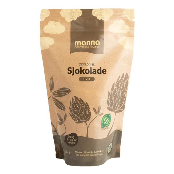 Hvit sjokolade, drops, 250 g, økologisk, Manna