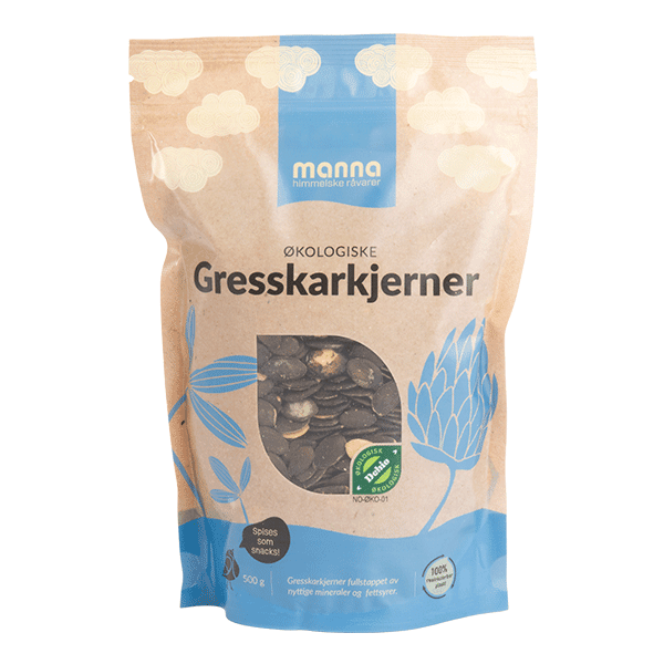 Gresskarkjerner, 500 g, økologisk, Manna