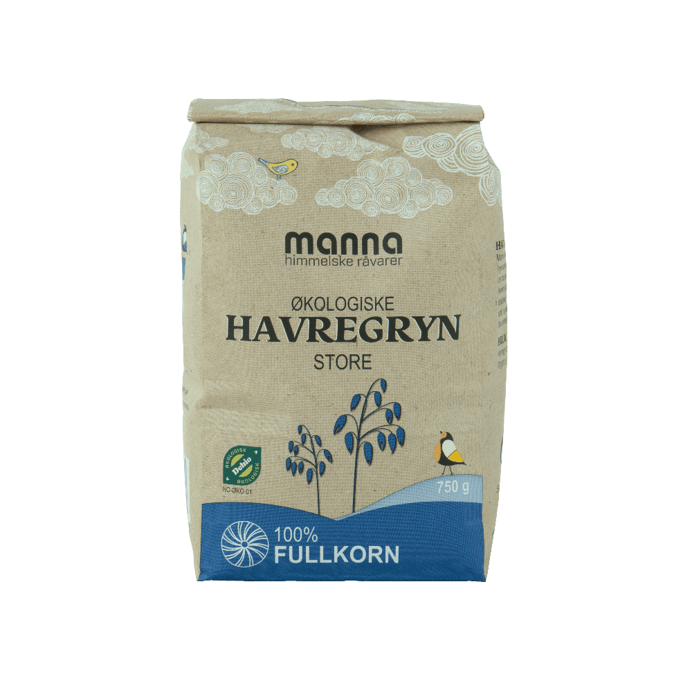 Havregryn, store, 750 g, økologisk, Manna