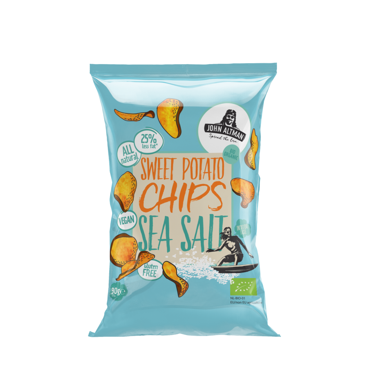 Søtpotet chips, salt, 90 g, økologisk, John Altman