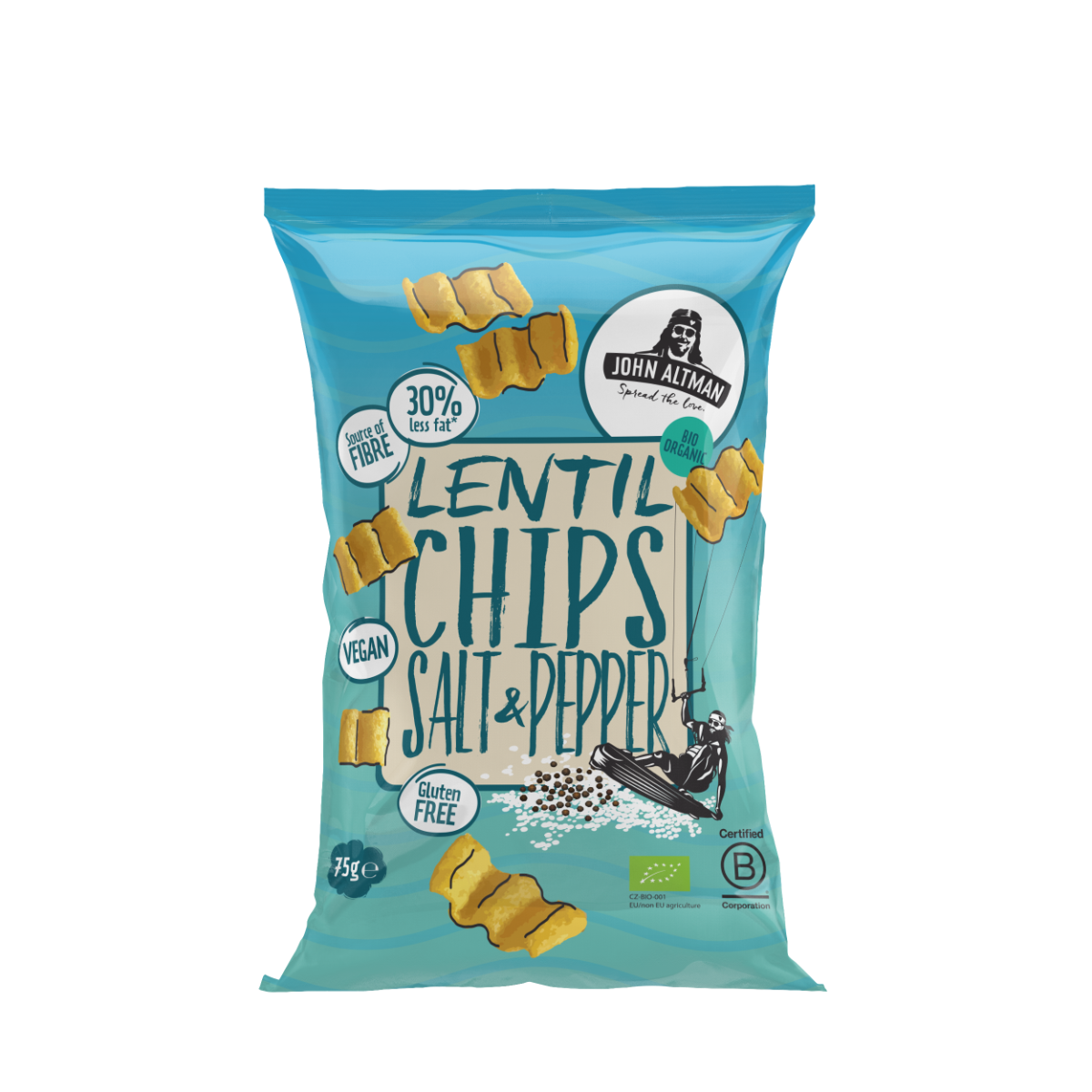 Linsechips, pepper og salt, 75 g, økologisk, John Altman