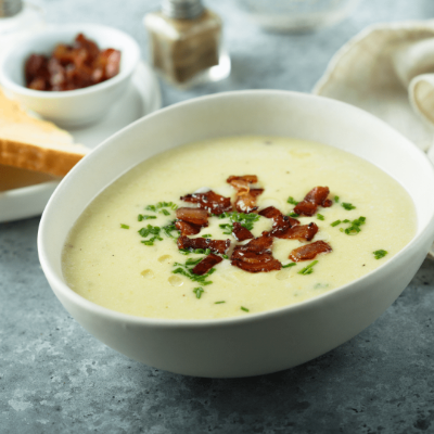 Potet- og purreløksuppe